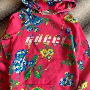 Gucci In Bloom Long Sleeve Logo Fuchsia Floral Kids Sweatshirt